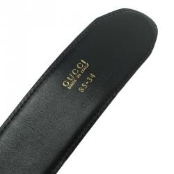 Pre Owned حزام غوتشي إبزيم شعار جلد أسود 85 سم