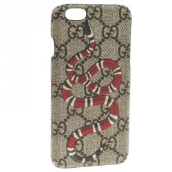 Pre Owned Gucci Beige GG Supreme Canvas Kingsnake Print iPhone 6 Case