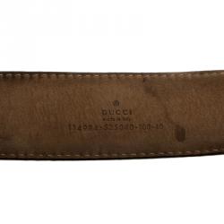 Pre Owned حزام غوتشي إبزيم GG متشابك جلد غوتشيسيما رمادي داكن 100 سم