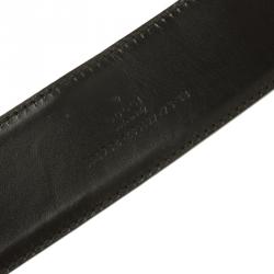 Pre Owned Gucci Brown Leather and Web Detail Interlocking GG Buckle Belt 95cm