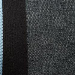 Pre Owned Gucci Grey Guccissima Wool and Silk Web Stripe Detail Fringed Edge Muffler
