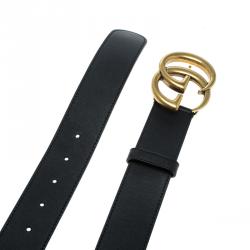 مملوكة مسبقًا حزام غوتشي إبزيم G مزدوج جلد أسود 95 سم