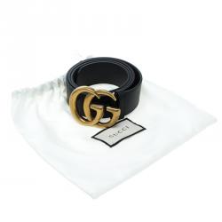 مملوكة مسبقًا حزام غوتشي إبزيم G مزدوج جلد أسود 95 سم