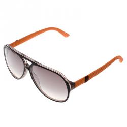 Pre Owned Gucci Grey/Orange GG 1065/S Aviator Sunglasses