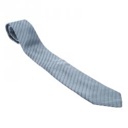 Pre Owned ربطة عنق غوتشي حرير مقلم أزرق