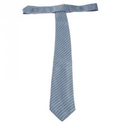 Pre Owned ربطة عنق غوتشي حرير مقلم أزرق