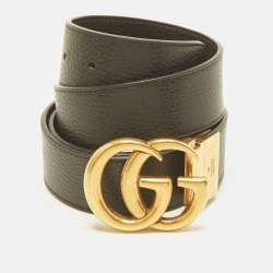 مملوكة مسبقًا Gucci GG Marmont 110 CM Reversible Buckle Belt Black/Brown Leather