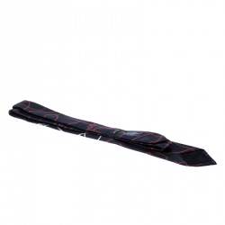 Pre Owned ربطة عنق غوتشي فينتدج حرير جاكارد بنفوش حبل أزرق كحلي