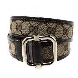 Gucci Belt Monogram Beige/Off White in Canvas Leather with Light