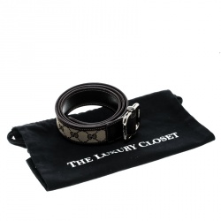 Pre Owned Gucci Beige/Brown GG Canvas and Leather Belt 100cm