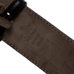 مملوكة مسبقًا Gucci Dark Brown Guccissima Leather Interlocking GG Buckle Belt 95 CM