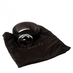 مملوكة مسبقًا Gucci Dark Brown Guccissima Leather Interlocking GG Buckle Belt 95 CM