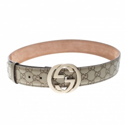 Pre Owned Gucci Gold Guccissima Leather Interlocking GG Belt 90cm