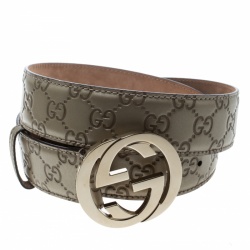 Pre Owned Gucci Gold Guccissima Leather Interlocking GG Belt 90cm
