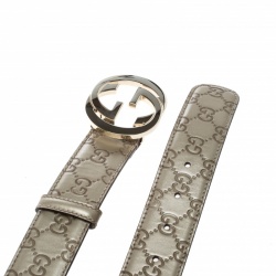 Pre Owned Gucci Gold Guccissima Leather Interlocking GG Belt 90cm