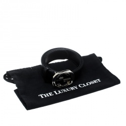 مملوكة مسبقًا حزام غوتشي جلد أسود شعار GG بإبزيم 80 سم