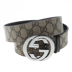 Pre Owned حزام غوتشي كانفاس سوبريم GG بيج حرفي GG متداخلين 95 سم