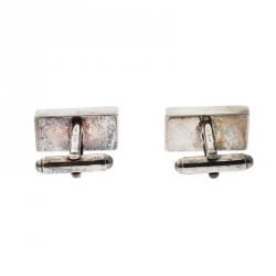 Pre Owned Gucci Trademark Silver Rectangular Cufflinks