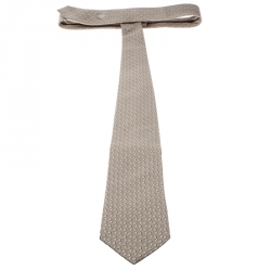 مملوكة مسبقًا Gucci Beige Logo Patterned Jacquard Tie