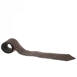 مملوكة مسبقًا Gucci Brown Guccissima Patterned Silk Jacquard Traditional Tie