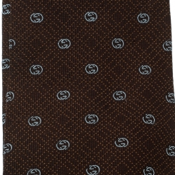مملوكة مسبقًا Gucci Brown Guccissima Patterned Silk Jacquard Traditional Tie