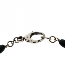 Gucci Crest Black Bead Silver Station Bracelet