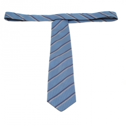 مملوكة مسبقًا ربطة عنق غوتشي حرير بنقوش جاكارد خطوط مائلة رصاصية وزرقاء