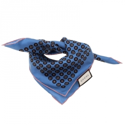 Gucci Powder Blue Printed Silk Royal Pocket Square 