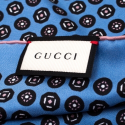Gucci Powder Blue Printed Silk Royal Pocket Square 