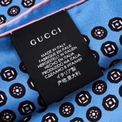 Gucci Powder Blue Printed Silk Royal Pocket Square 