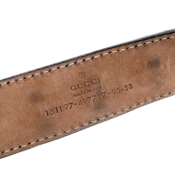 مملوكة مسبقًا Gucci Black Leather Crest Belt Size 95CM