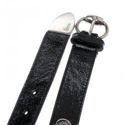 مملوكة مسبقًا Gucci Black Leather Crest Belt Size 95CM
