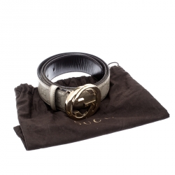 مملوكة مسبقًا Gucci Beige Guccissima Leather Interlocking G Buckle Belt 90 CM