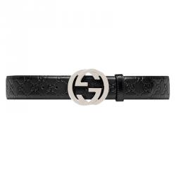 Pre Owned Gucci Black Guccissima Leather Belt Size 100CM