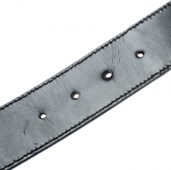 Pre Owned Gucci Black Web Canvas and Leather Interlocking GG Buckle Belt 105 CM