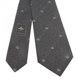 مملوكة مسبقًا Gucci Black Woven GG Pattern Tie 