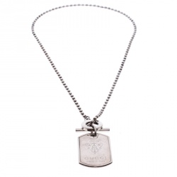 Pre Owned Gucci Crest Engraved Sterling Silver Dog Tag Necklace