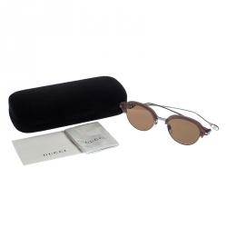 Pre Owned نظارة شمسية غوتشي مستديرة ما يفي GG 2259-S زيتونية/ بنية