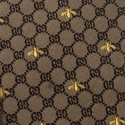 Pre Owned Gucci Beige Monogram and Bees Silk Jacquard Classic Tie