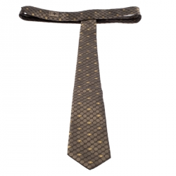 Pre Owned Gucci Beige Monogram and Bees Silk Jacquard Classic Tie