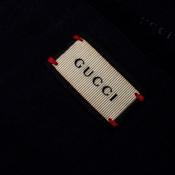 Gucci Navy Blue King Snake Print Wool Scarf