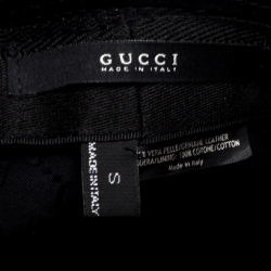 Pre Owned قبعة غوتشي فدورا سويدي حافة ويب سوداء S