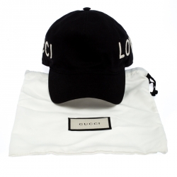 مملوكة مسبقًا كاب بيسبول غوتشي مطرز 'Loved' كانفاس أسود M