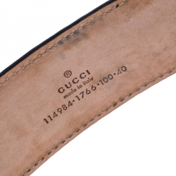 Pre Owned Gucci Black Guccissima Leather Interlocking GG Buckle Belt 100CM