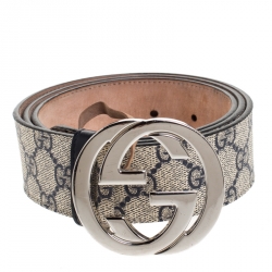 Gucci GG Supreme Monogram Interlocking G Belt in Navy