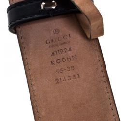 Pre Owned Gucci Navy Blue GG Supreme Canvas Interlocking GG Belt Size 95CM