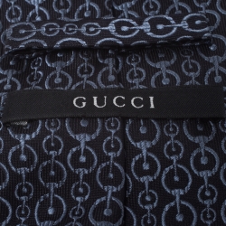 مملوكة مسبقًا Gucci Blue Horesbit Patterned Jacquard Silk Tie