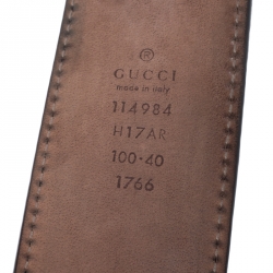 Pre Owned Gucci Navy Blue Web Fabric Interlocking G Buckle Belt 100CM