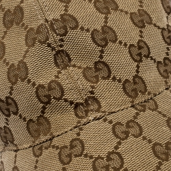 مملوكة مسبقًا قبعة باسبول غوتشي حواف ويب كانفاس GG بيج M