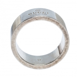 Gucci Sterling Silver Signature Band Ring Size EU 57